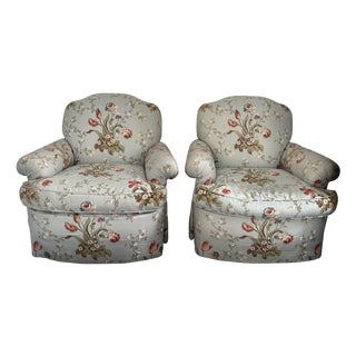 Late 20th Century Pair of Floral Edward Ferrell Brunschwig & Fils Club Chairs For Sale