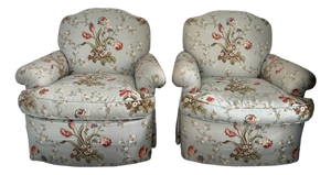 Late 20th Century Pair of Floral Edward Ferrell Brunschwig & Fils Club Chairs