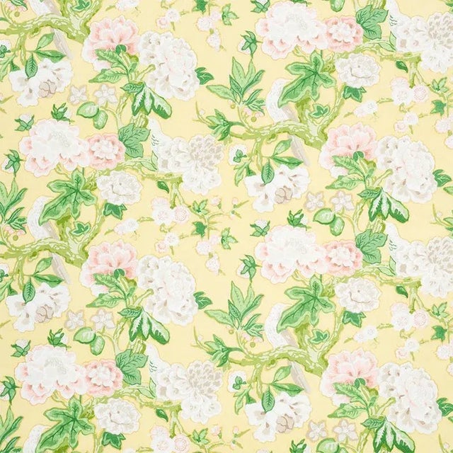 Schumacher X Mary Mcdonald Bermuda Blossoms Fabric in Yellow For Sale