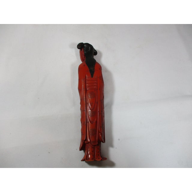 Vintage Hand Carved Resin Chinese Female Figure For Sale - Image 6 of 9