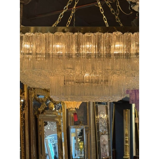 Vintage Italian Large Scale Murano Tronchi Glass Chandelier For Sale - Image 4 of 7