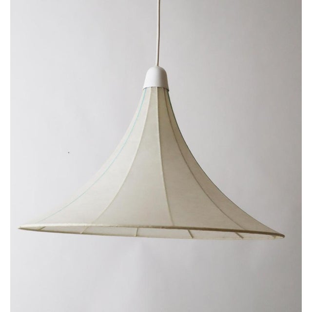 Cocoon Hanging Lamp in the Shape of Tulipan with Turquoise Stripes, 1960s For Sale - Image 6 of 18