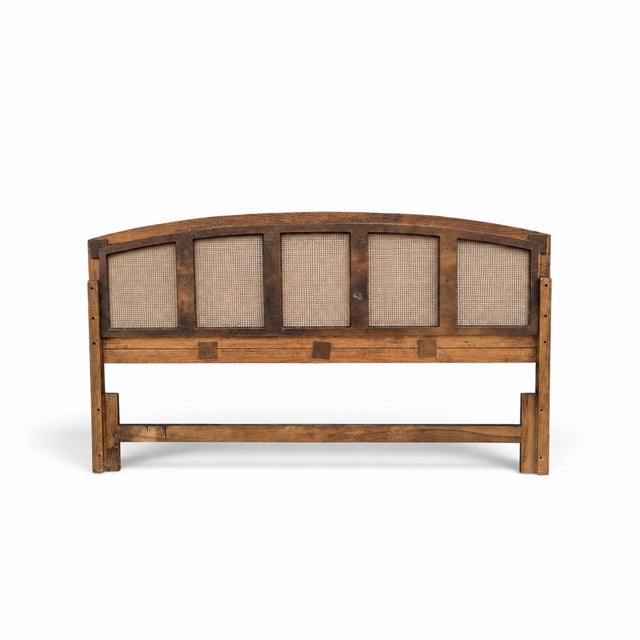 Wood Vintage Thomasville Woven Rattan King Headboard For Sale - Image 7 of 17