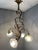 Art Nouveau Golden Chandelier with Frosted Glass Shades For Sale - Image 3 of 18