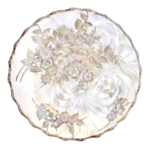 1960's Silver Overlay Glass Footed Round Bowl