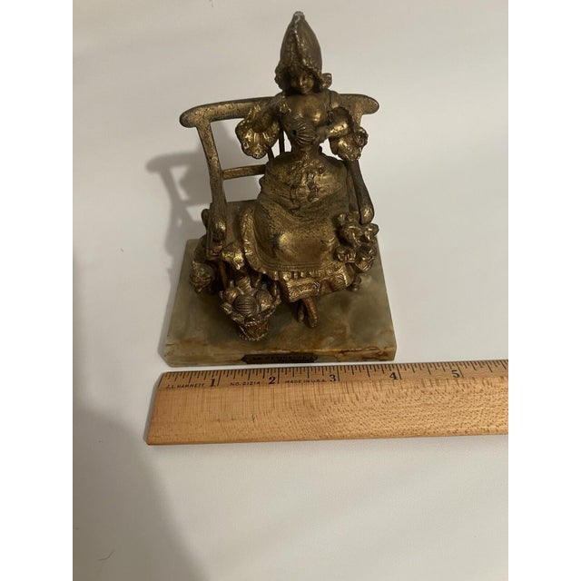 Bronze Statue Marble Girl with Cat LA Devideuse Par Maxim Antique For Sale - Image 18 of 18