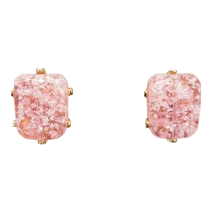Vintage 1960s Signed Castlecliff Pink Art Glass Clip Earrings-2 Pieces