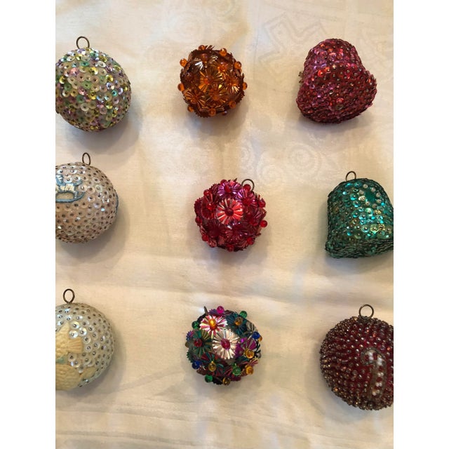 Mid-Century Modern Mid 20th Century Vintage Handmade Beaded Christmas Ornaments - 12 Pieces For Sale - Image 3 of 8