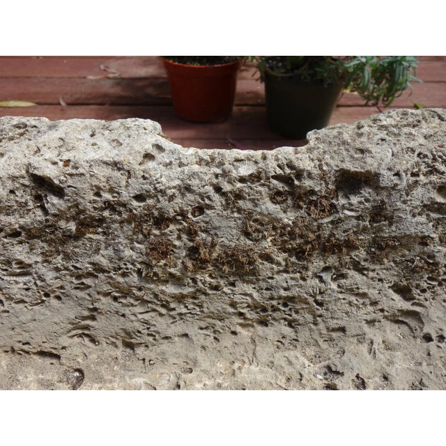 Old Italian Primitive Fossil Stone Trough Hand Carved from Ancient Limestone For Sale - Image 10 of 12