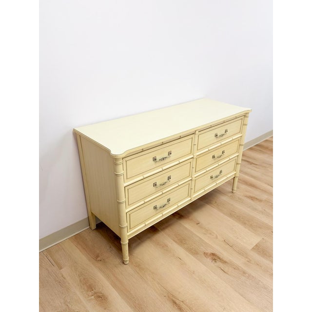 Henry Link Bali Hai Cream Faux Bamboo Six Drawer Dresser Hollywood Regency For Sale In Tampa - Image 6 of 14