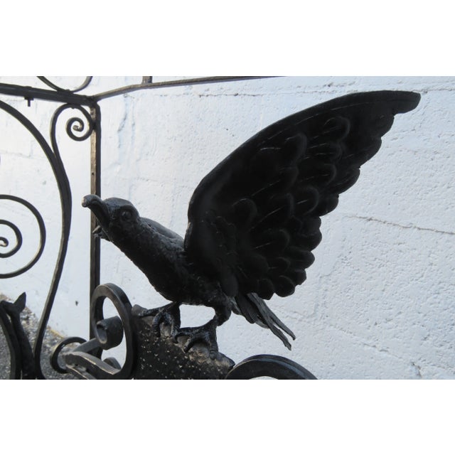 Black Art Deco Style Marble Top Painted Black Metal Bird Design Console Table For Sale - Image 8 of 13