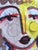 Contemporary Paintings by CL Auker, Mixed Media Colorful Face Triptych on Paper For Sale - Image 13 of 15
