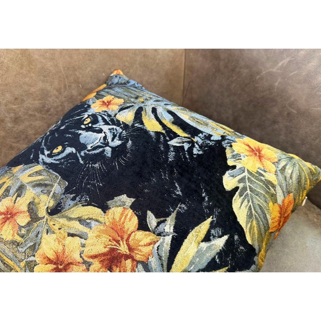 Black Woven Black Panther Pillow Cover For Sale - Image 8 of 11