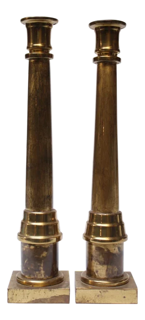 Enrique Garcel Lacquer, Resin and Brass Candlesticks - A Pair