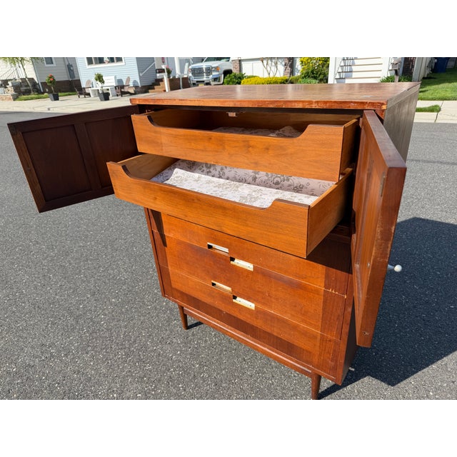 Mid-Century Modern Mid Century Merton Gershun for Martinsville Highboy Dresser For Sale - Image 3 of 12