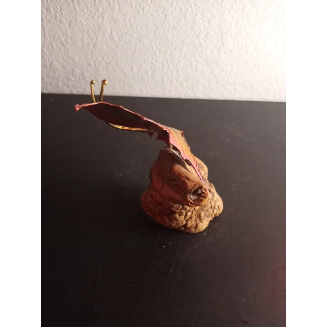 Brutalist Brass Butterfly on Driftwood Base Sculpture For Sale - Image 4 of 8