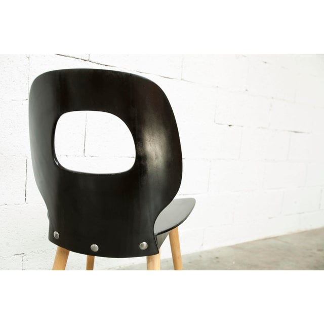 Wood Eye Chair in Black Molded Plywood and Wood from Baumann, 1960s For Sale - Image 7 of 12