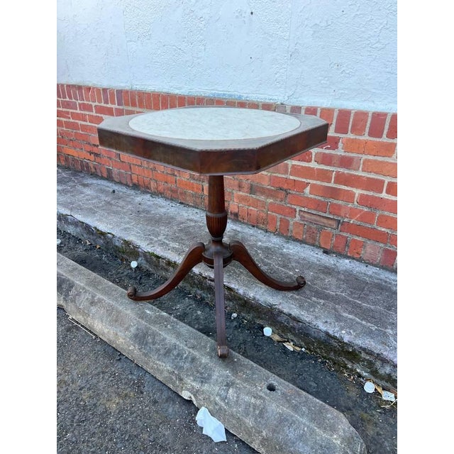 Antique Early 20th Century Regency Style Flame Mahogany Marble Top Side Tables For Sale - Image 9 of 11