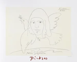 1980s "Pour Youri Gagarine" Lithograph After Pablo Picasso