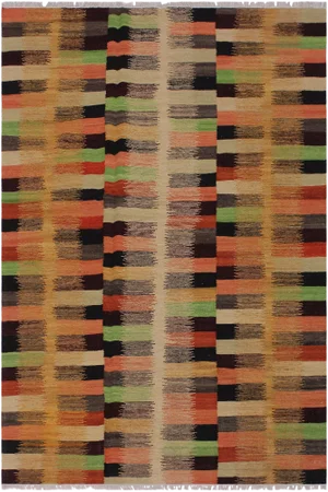 Abstract Kilim Rust/Gold Hand-Woven Wool Rug -5'7 X 8'1