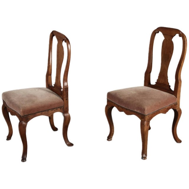 Baroque Antique Baroque Chairs in Walnut, 1800, Set of 2 For Sale - Image 3 of 18