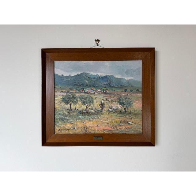 1960s Vintage B. Andreu Countryside Landscape Oil on Canvas Painting, Framed For Sale - Image 10 of 12
