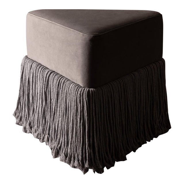 Allard Triangular Ottoman with Fringe, Dove For Sale