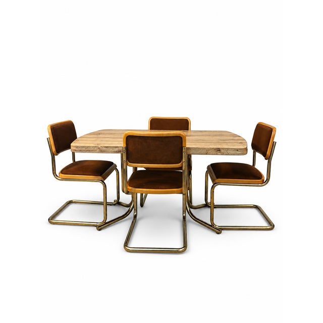 1981 Douglas Furniture of California Dining Table and Four Cantilever Chairs — 5 Pieces For Sale - Image 4 of 12