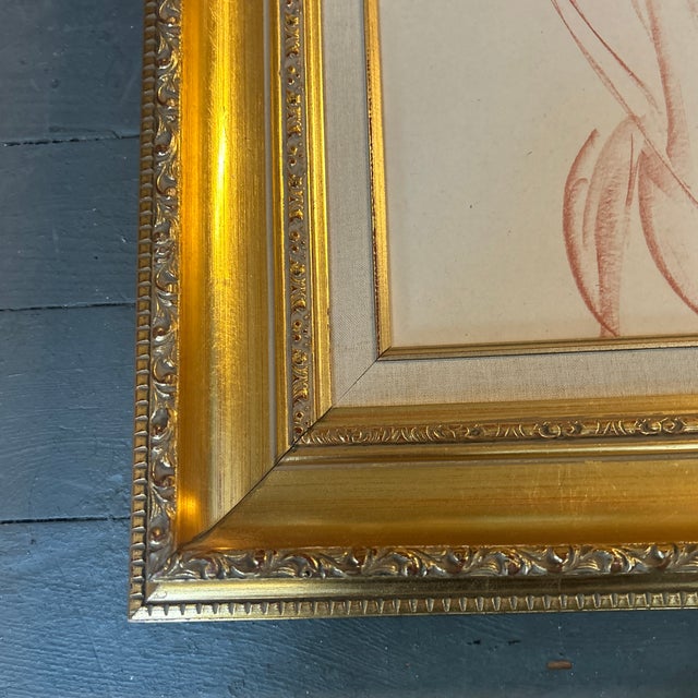 Art Deco 1940’s Original Abstract Deco Sepia Figure Study Drawing For Sale - Image 3 of 4