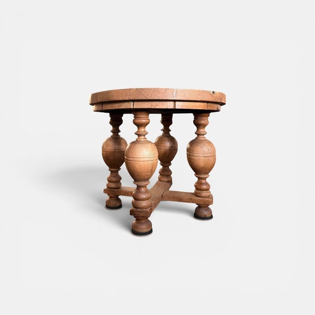 Mid-20th Century Brutalist Round Oak Coffee Table, Denmark For Sale - Image 5 of 7