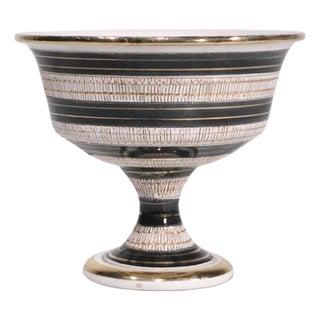 Mid 20th Century Italian Pottery Ceramic Compote in the Style of Raymor Rosenthal Netter For Sale
