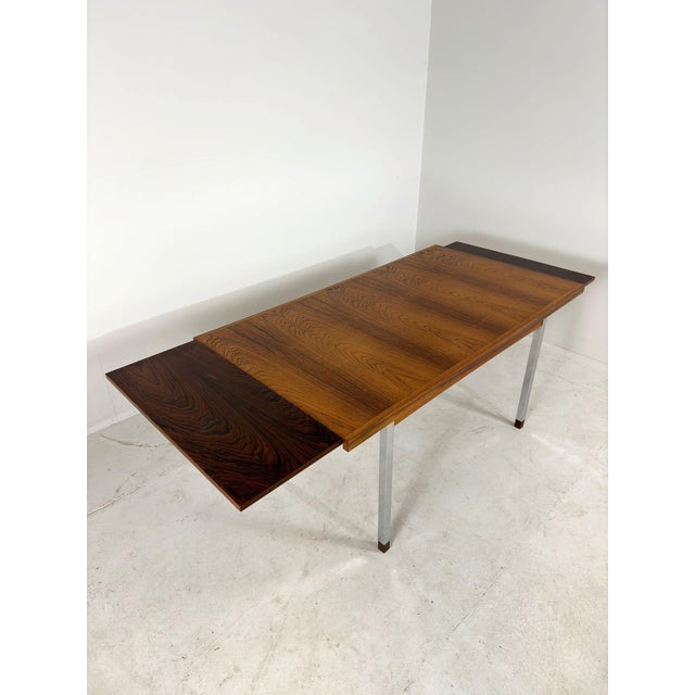 Vintage Extendable Teak Dining Table with Chrome Legs by Alfred Hendrickx for Belform For Sale - Image 14 of 15