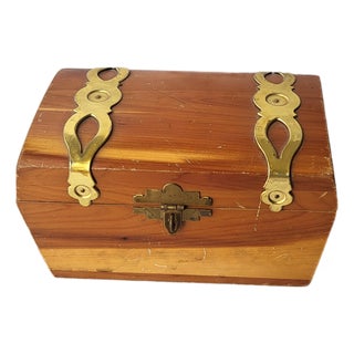 1980s Wood and Brass Box For Sale
