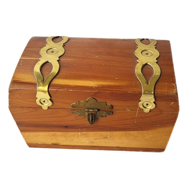 1980s Wood and Brass Box For Sale