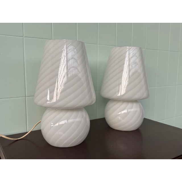 Vintage Italian Lamps with Murano Glass Lampshades, 1970s, Set of 2 For Sale - Image 3 of 13