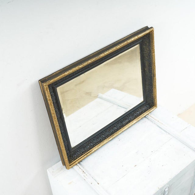 Mirror with Black and Gold Frame For Sale - Image 6 of 8