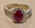 Ruby Red Oval 1.5 Carat Treated Ruby and 1.20 Carat Diamond 14 Karat Yellow Gold Ring For Sale - Image 8 of 18