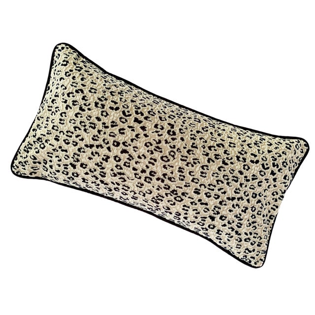 Handmade Raised Velvet Leopard Print Lumbar Pillow 27 X 14