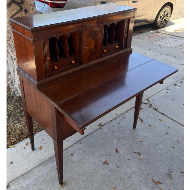 Antique American Federal Secretary Desk W Tambour Doors For Sale In Los Angeles - Image 6 of 9