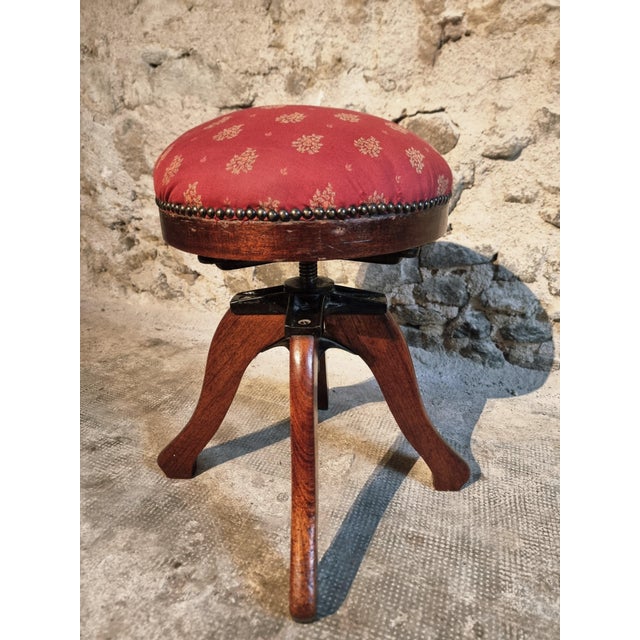 Antique Adjustable Piano Stool in Mahogany, 1890s For Sale - Image 11 of 13