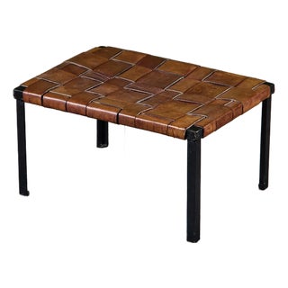 Small Woven Leather Bench by Swift and Monell For Sale