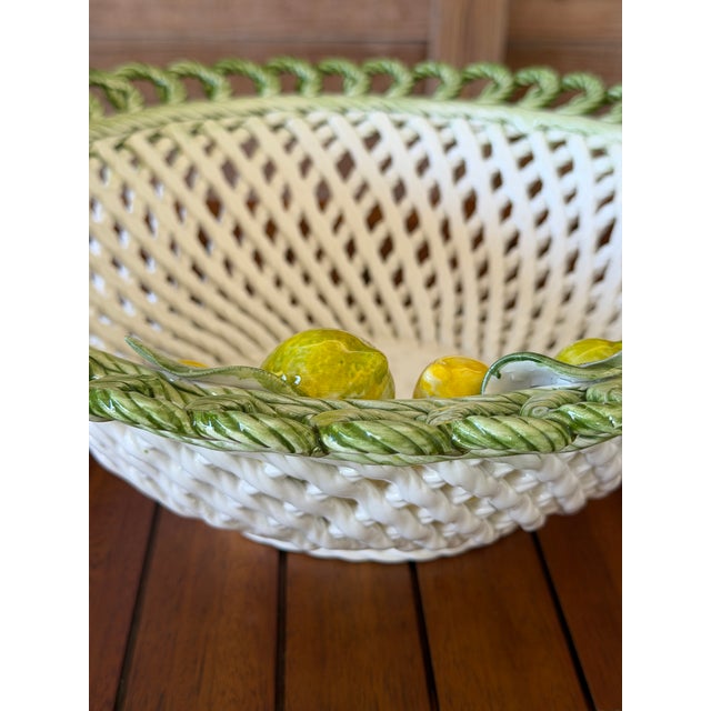 Handcrafted Italian Ceramic Lemon Basket Bowl by Lanzarin Ceramiche For Sale In Naples, FL - Image 6 of 12