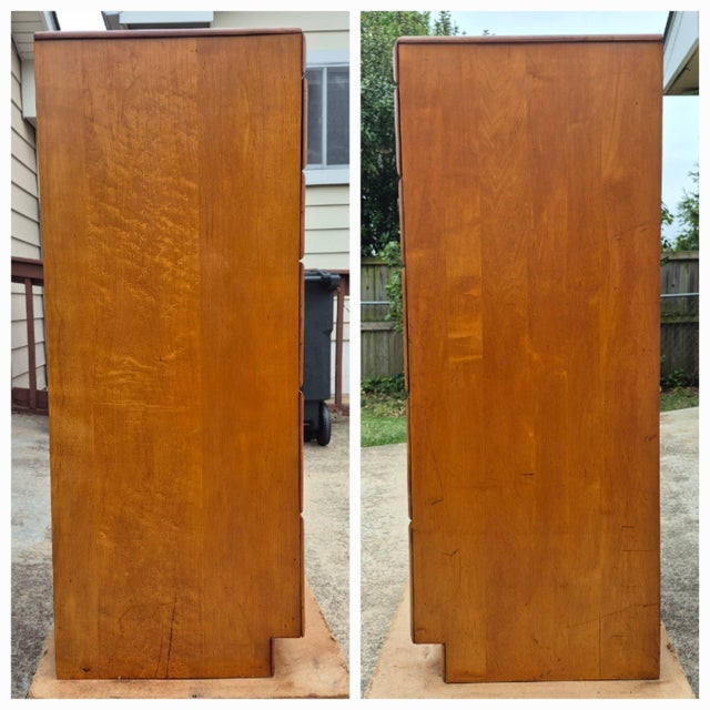 1930s Russel Wright for Conant Ball Solid Maple 5 Drawer Dresser Chest of Drawers Tall Boy High Boy For Sale In Washington DC - Image 6 of 11