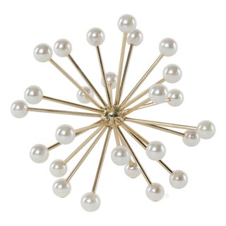 Brass & Acrylic Spike and Pearl Decorative Accent For Sale