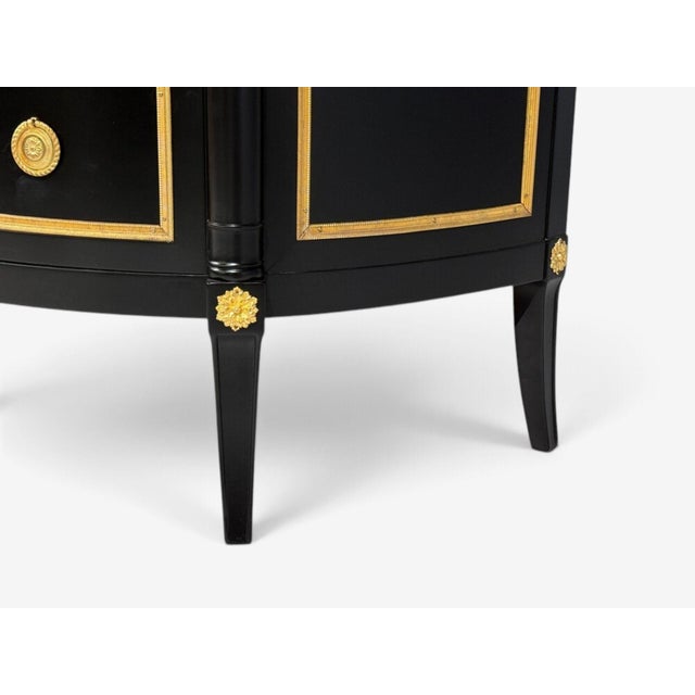 Maison Jansen Style, Louis XVI Bow Front Chest, Ebonized Wood, France, 1900s For Sale - Image 16 of 17