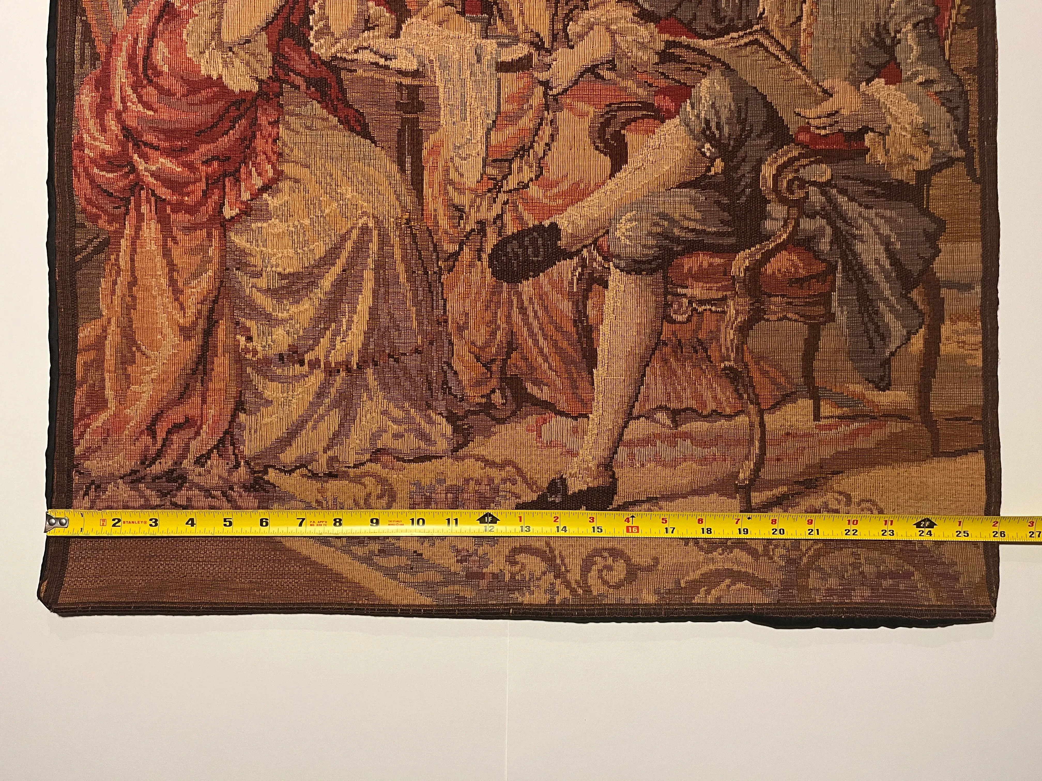 Tenture Murale Française Vintage 80's - Fait Main, 100% Coton, 3'x4' (90x120 Cm)