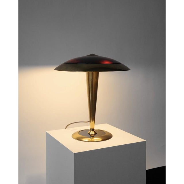 Mid-Century Modern Vintage Italian Table Lamp in Brass and Black Glass, 1980s For Sale - Image 3 of 9
