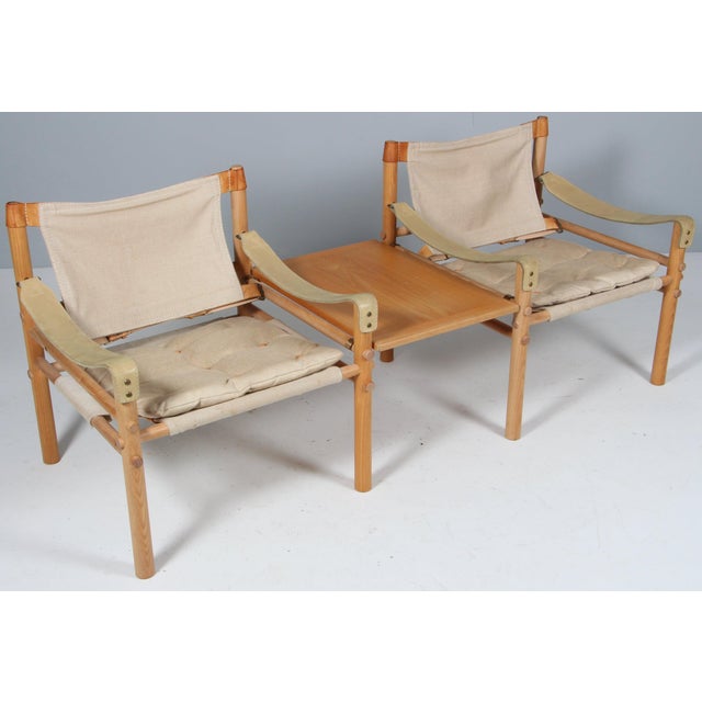 Scirocco Lounge Chairs with Table with Ash Frame and Leather Cushions from Arne Norell, 1970s, Set of 2 For Sale - Image 8 of 10