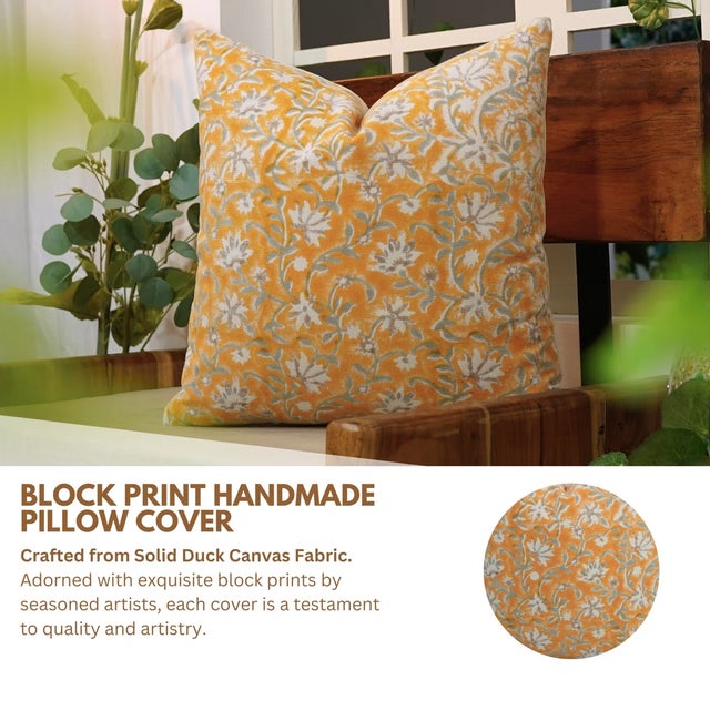 The Aradhana cushion cover brings a soulful elegance to your space with its delicate hand block printed design, inspired...
