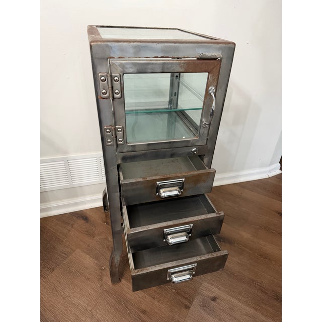 Metal Pair of Restoration Hardware Pharmacy Apothecary Display Cabinets For Sale - Image 7 of 7